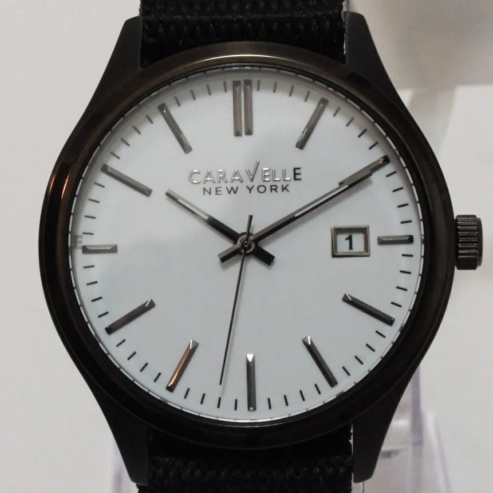 Caravelle Men's Quartz Field Watch By Bulova Black NATO Strap Black Case 41mm